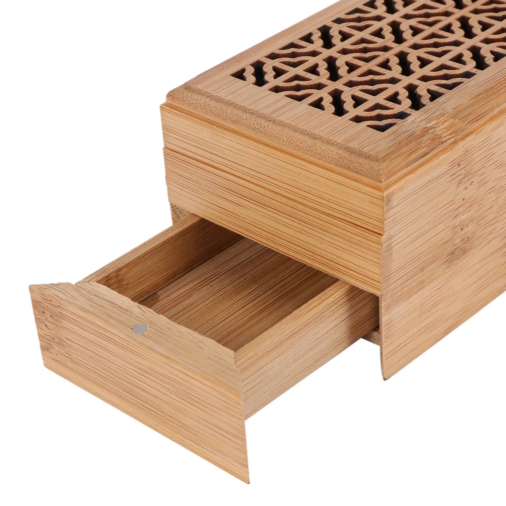 Qualitative Incense Burner Incense Stick Holder with Drawer Joss-Stick Box Hollow Aromatherapy Zen Lying Censer for Home Office