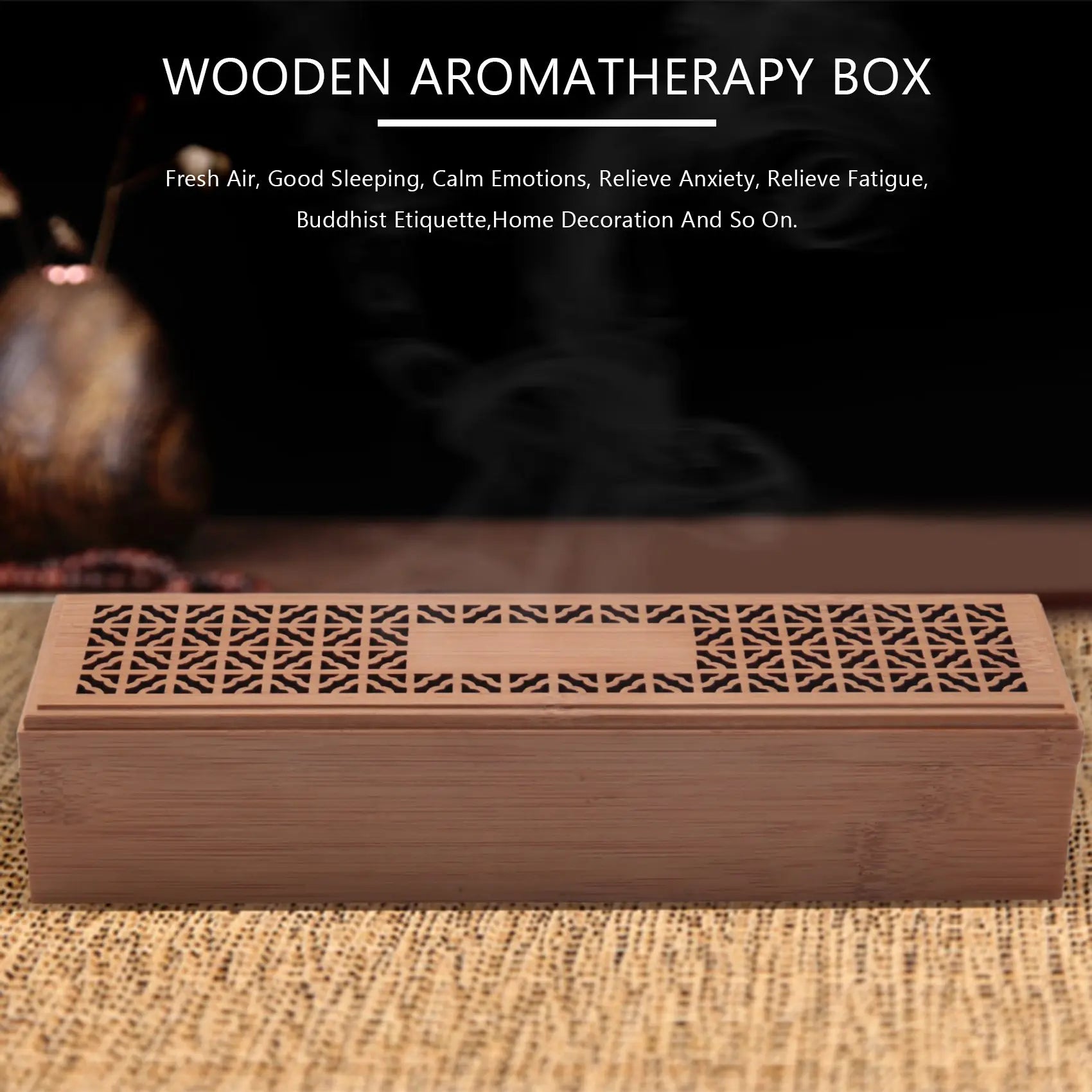 Qualitative Incense Burner Incense Stick Holder with Drawer Joss-Stick Box Hollow Aromatherapy Zen Lying Censer for Home Office