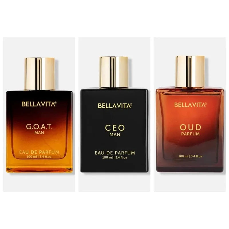 BellaVita Honey Oud Goat CEO Man 3-Piece Set Eau de Parfum Spray for Unisex 100 ML Luxury Lasting Woody Pheromone Perfume 3.4 Oz